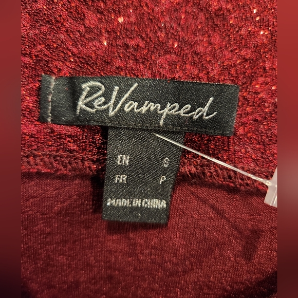 Crimson Red Midi Sparkle Dress spaghetti Straps and Open Back - Picture 8 of 8